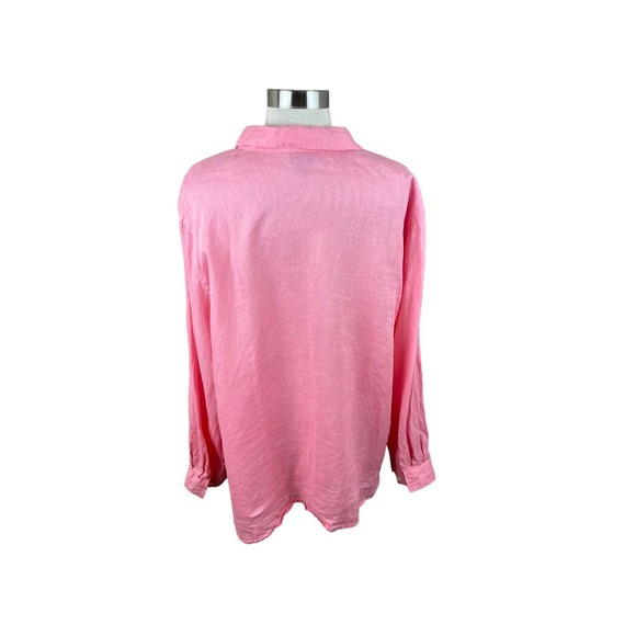 J. Jill XL Pink 100% Linen Button Front Tunic Blouse Long Sleeve - Picture 3 of 4